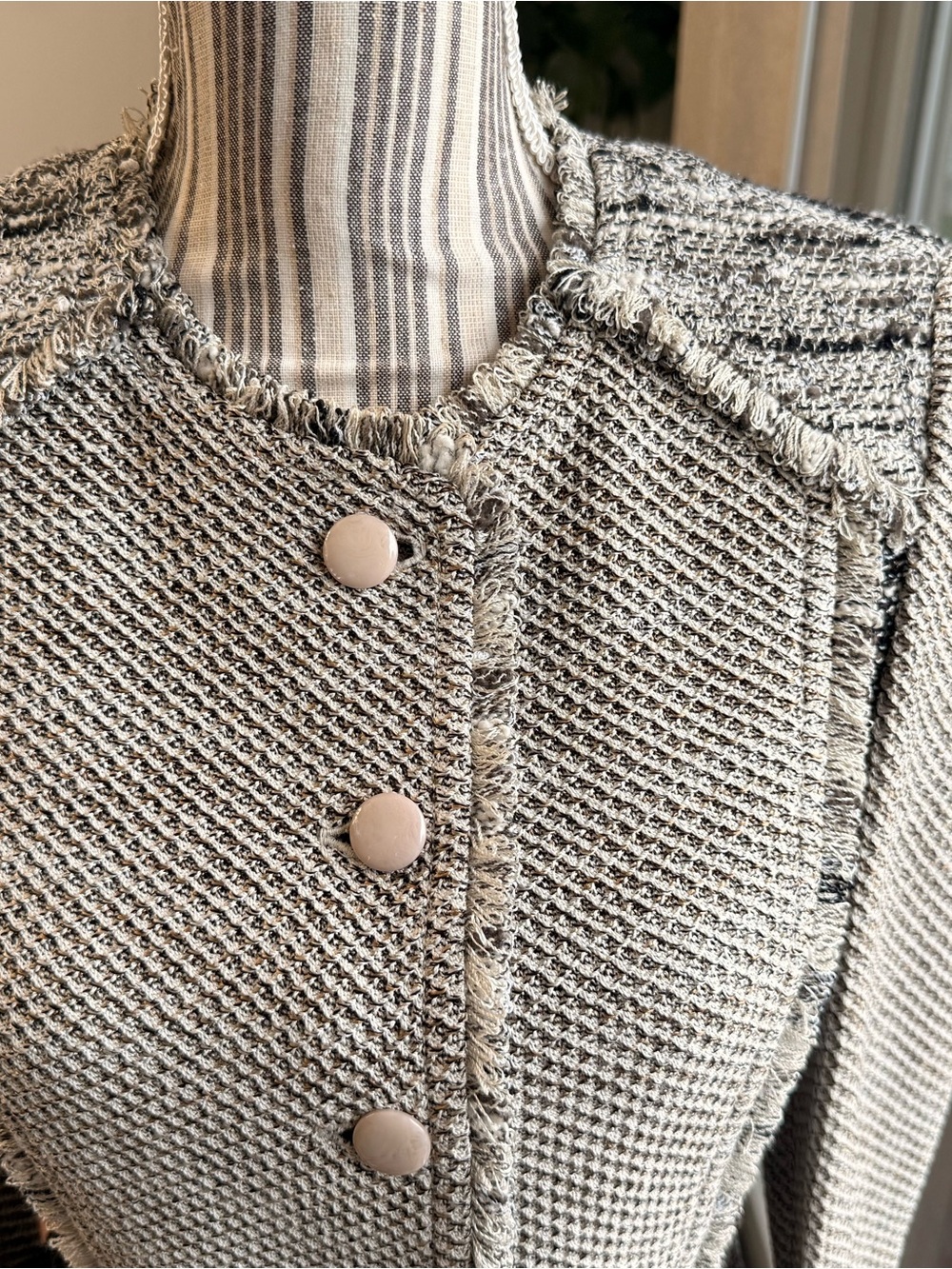 St. John Tweed-Inspired Fringe-Trim Knit Blazer - Picture 2 of 13